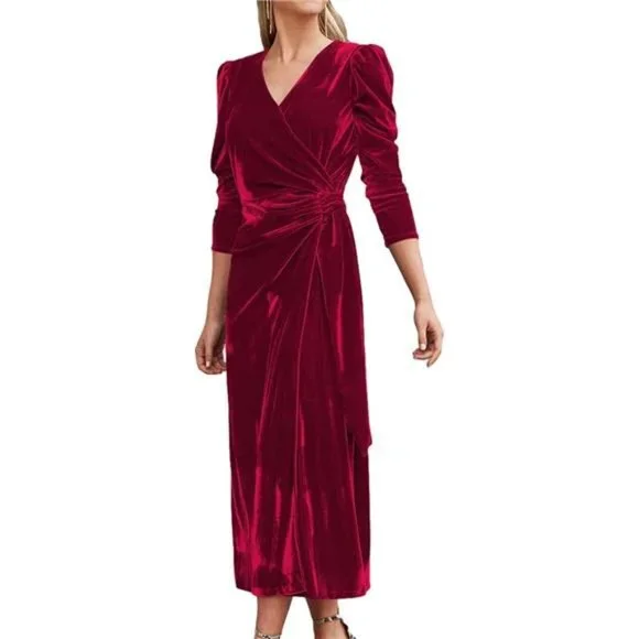wedding guest dress elegant I.H.F Black Queen ANNE NECKLINE AND DRAPED WAIST VELVET GOWN